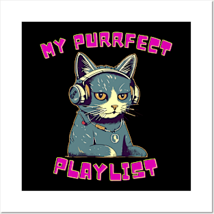 Cat Purrfect Music Playlist Posters and Art